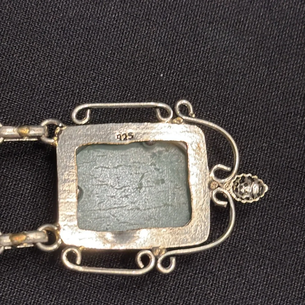 (M) NWOT 925 SS Green Amazonite Necklace & bracelet - Picture 2 of 6